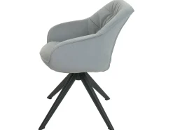 Silla de comedor MCW-K28 (juego de 6), tela/textil gris claro