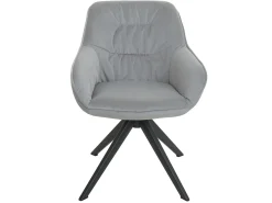 Silla de comedor MCW-K28 (juego de 6), tela/textil gris claro