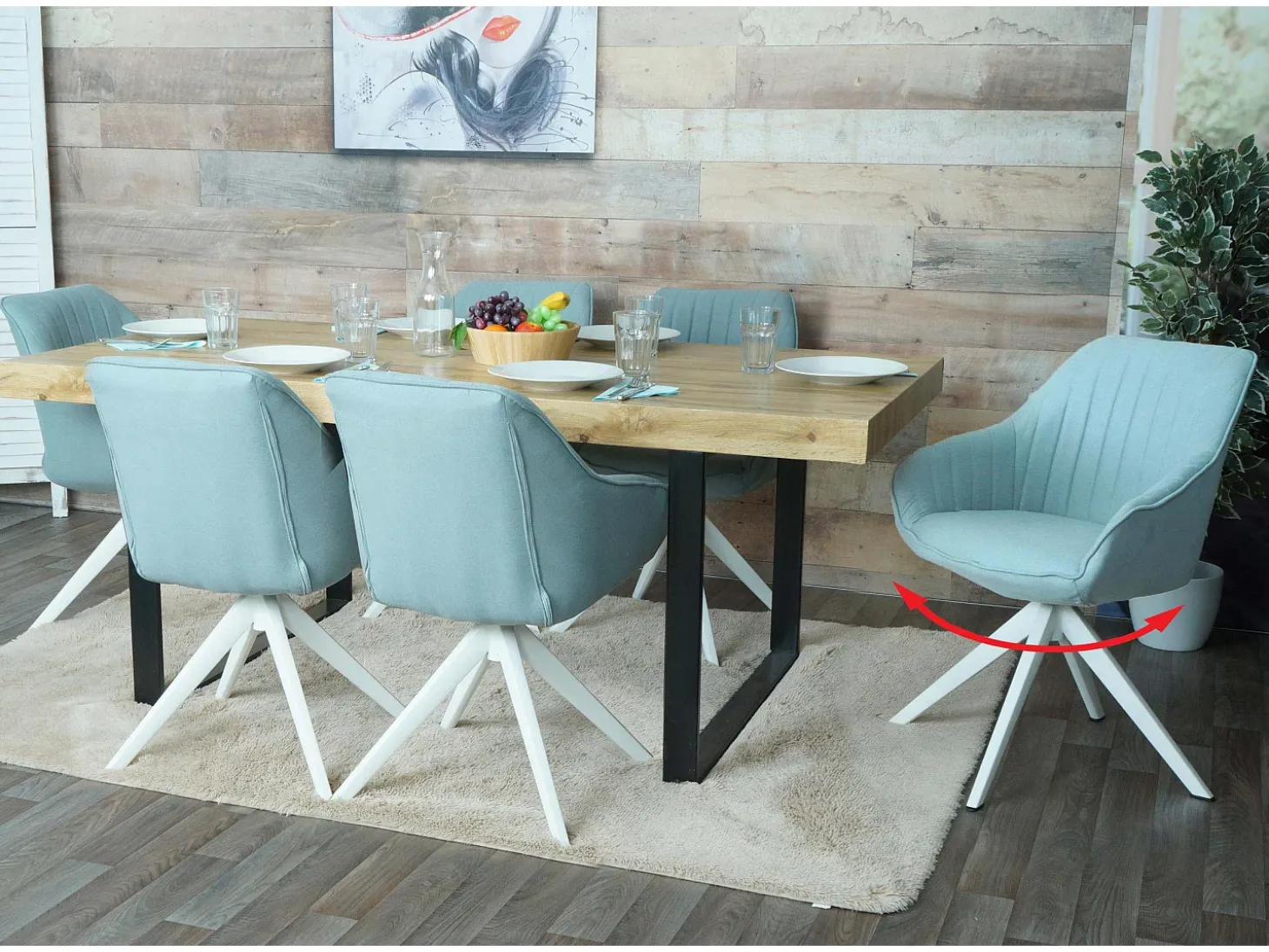 Silla de comedor MCW-K27 (juego de 6), verde menta