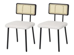 Silla de comedor MCW-K88 (set de 2), tela/textil blanco