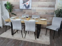 Silla de comedor MCW-K16 (set de 2), gris claro