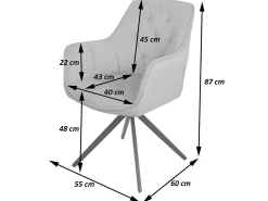 Silla de comedor MCW-L80 (juego de 6), gris claro