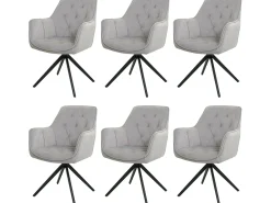 Silla de comedor MCW-L80 (juego de 6), gris claro