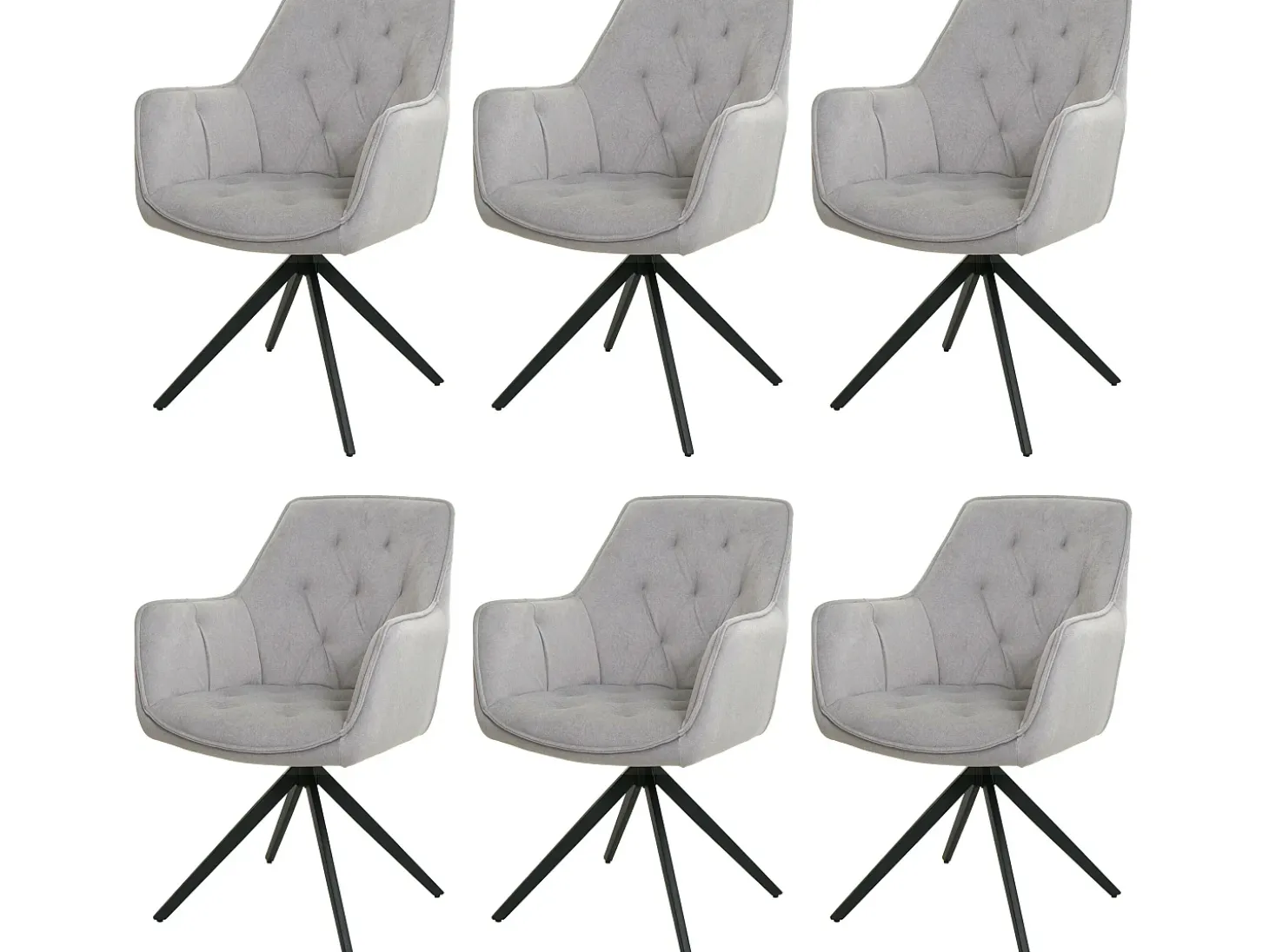 Silla de comedor MCW-L80 (juego de 6), gris claro