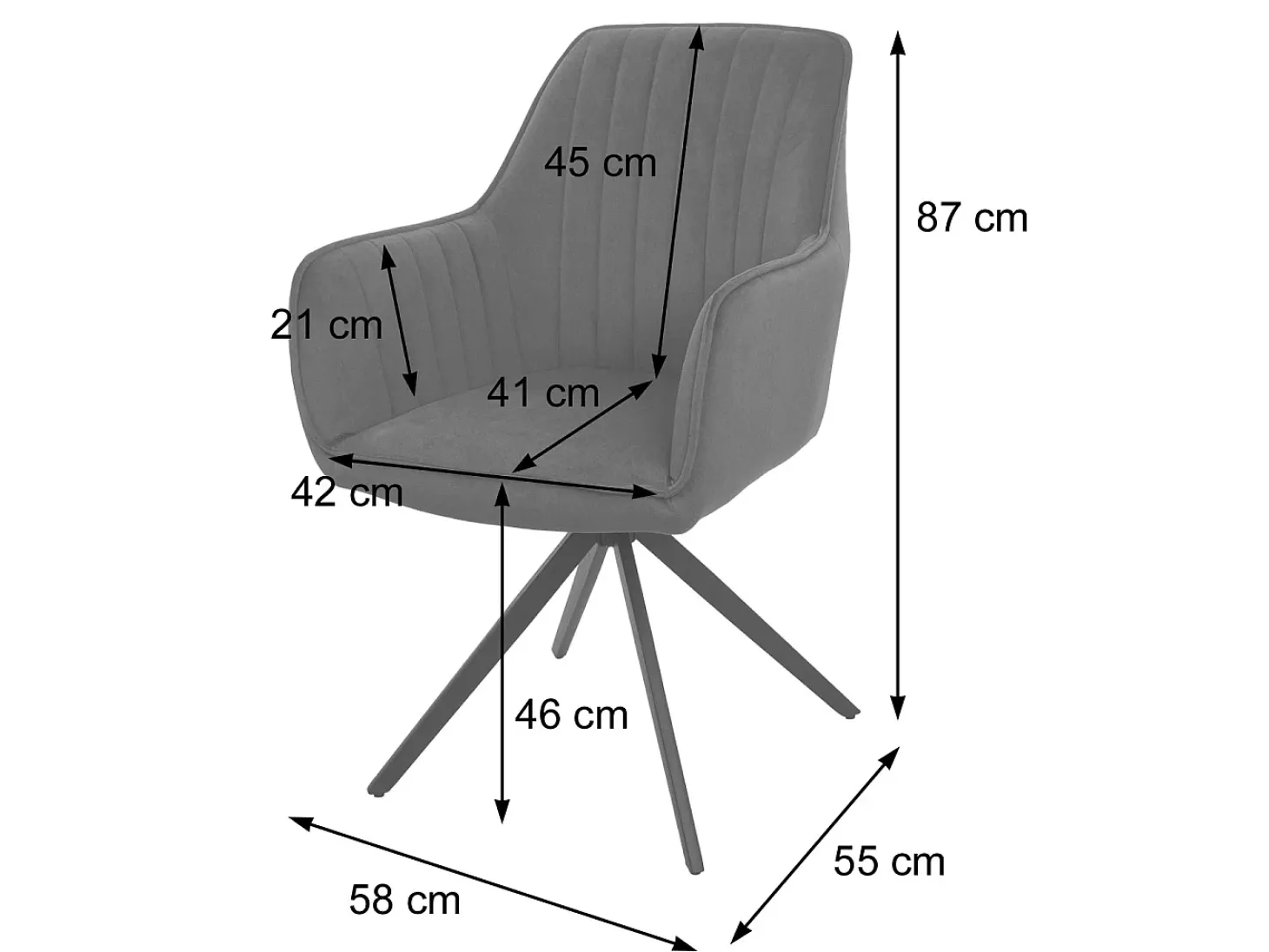Silla de comedor MCW-L79 (juego de 6), gris claro