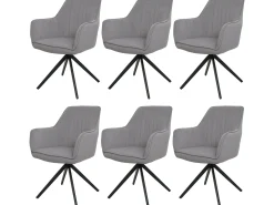 Silla de comedor MCW-L79 (juego de 6), gris claro