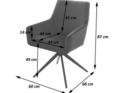 Silla de comedor MCW-L91 (juego de 6), gris oscuro
