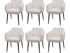 Silla de comedor MCW-L13 (juego de 6), blanco-crema