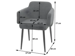 Silla de comedor MCW-L13 (juego de 6), blanco-crema