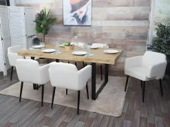 Silla de comedor MCW-L13 (juego de 6), blanco-crema