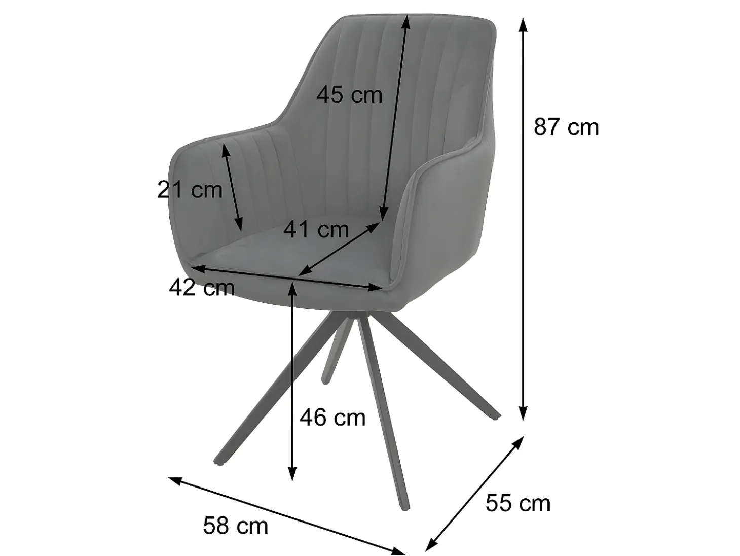 Silla de comedor MCW-L79 (set de 2), antracita