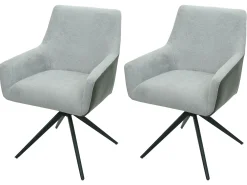 Silla de comedor MCW-L91 (set de 2), gris claro imitación cuero gris oscuro