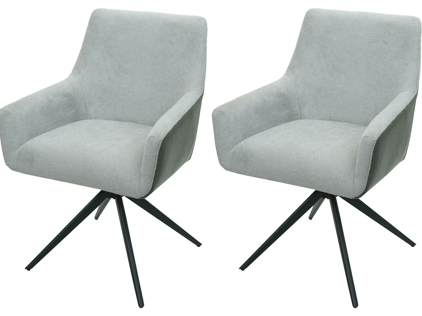 Silla de comedor MCW-L91 (set de 2), gris claro imitación cuero gris oscuro