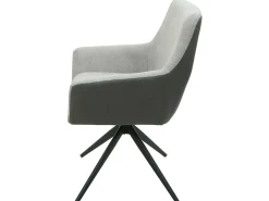 Silla de comedor MCW-L91 (set de 2), gris claro imitación cuero gris oscuro