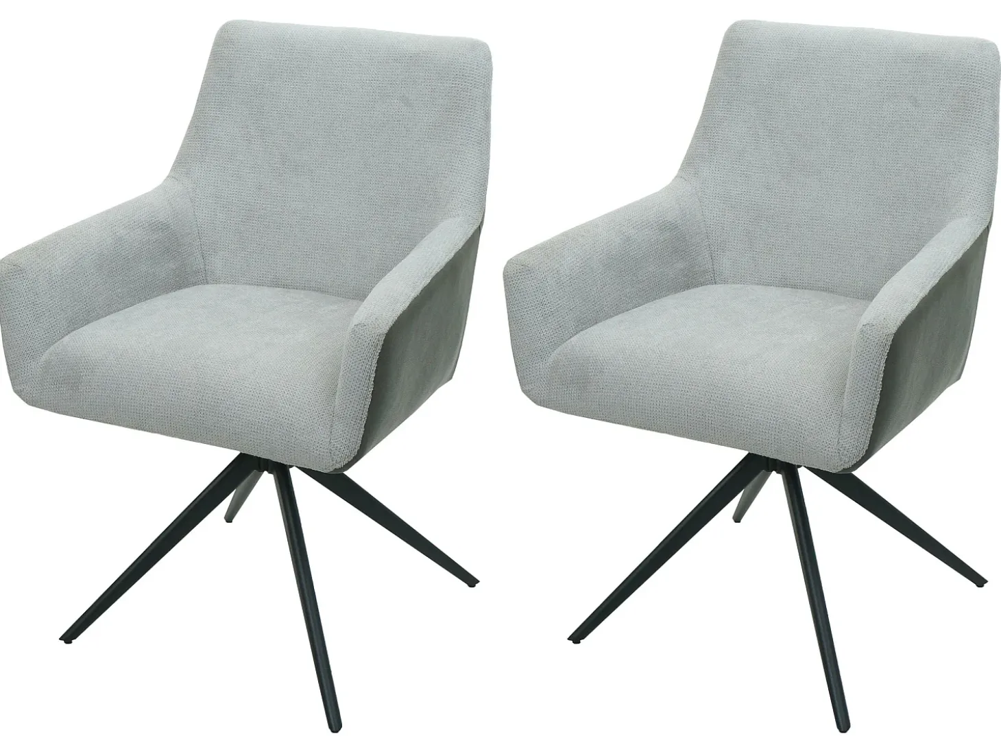 Silla de comedor MCW-L91 (set de 2), gris claro imitación cuero gris oscuro