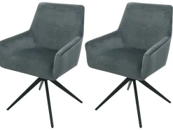 Silla de comedor MCW-L91 (set de 2), gris oscuro