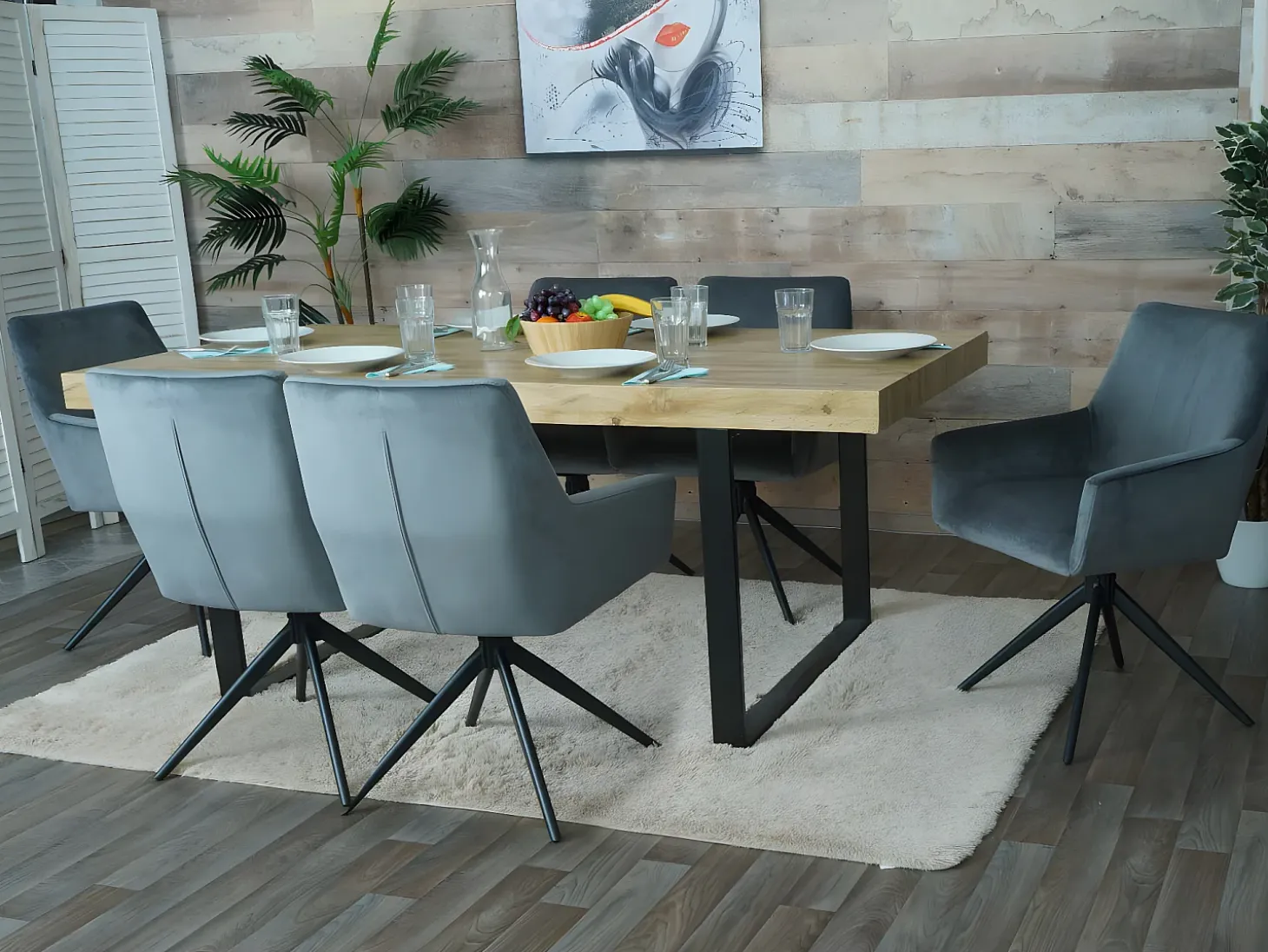 Silla de comedor MCW-L91 (set de 2), gris oscuro