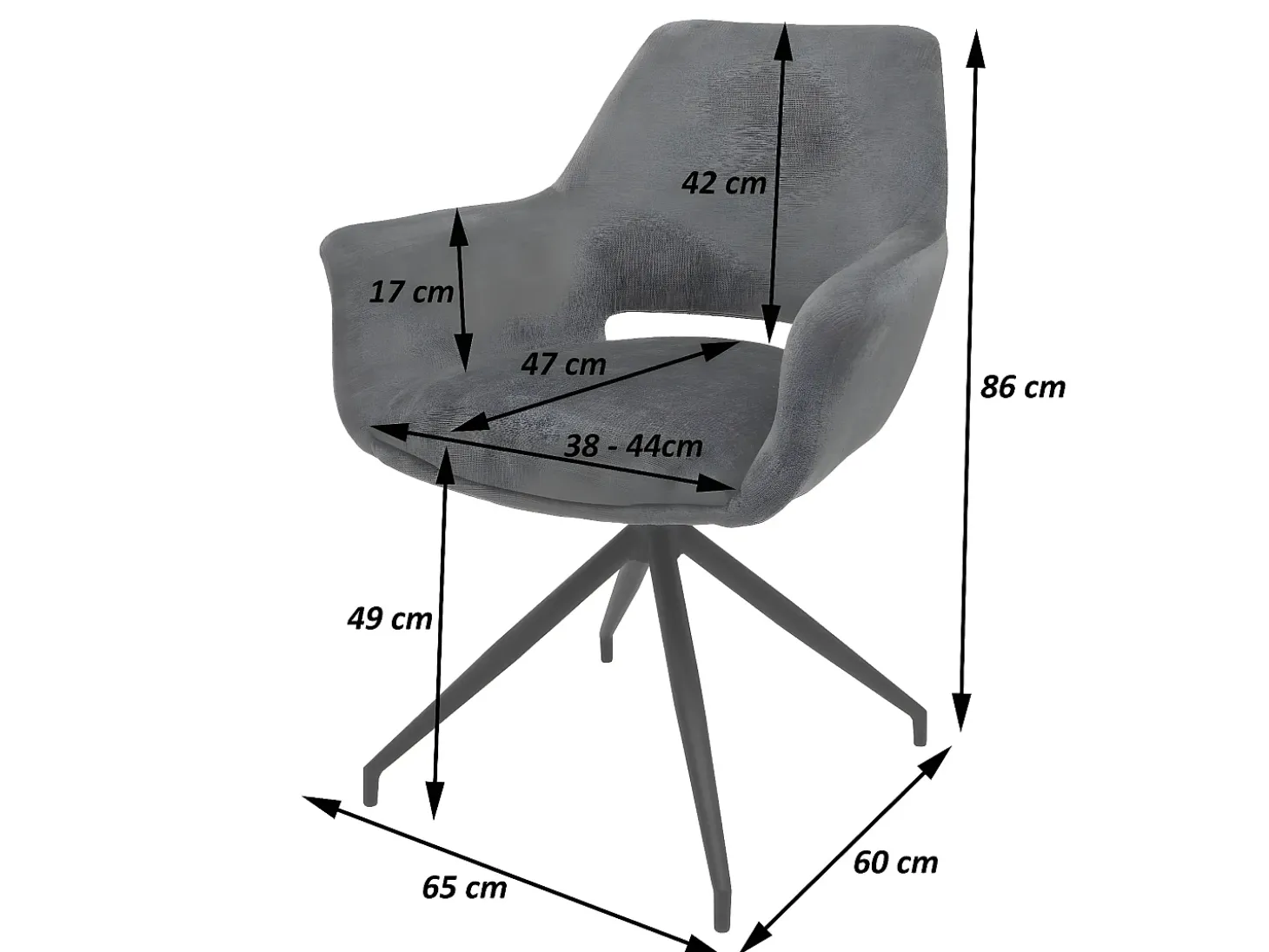 Silla de comedor MCW-M53, gris oscuro