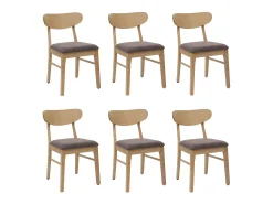 Silla de comedor MCW-M59 (juego de 6), estructura color claro, topo