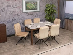 Silla de comedor MCW-M68 (juego de 2), beige