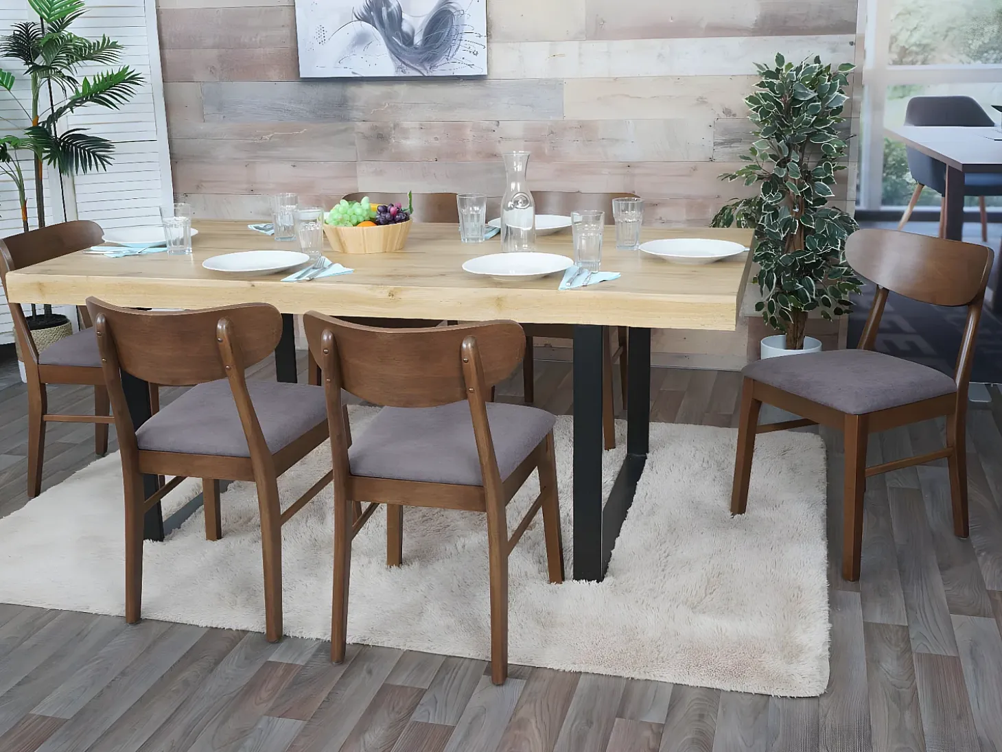 Silla de comedor MCW-M59 (set de 2), estructura oscura, topo