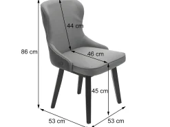Silla de comedor MCW-M60 (set de 2), gris oscuro-gris claro