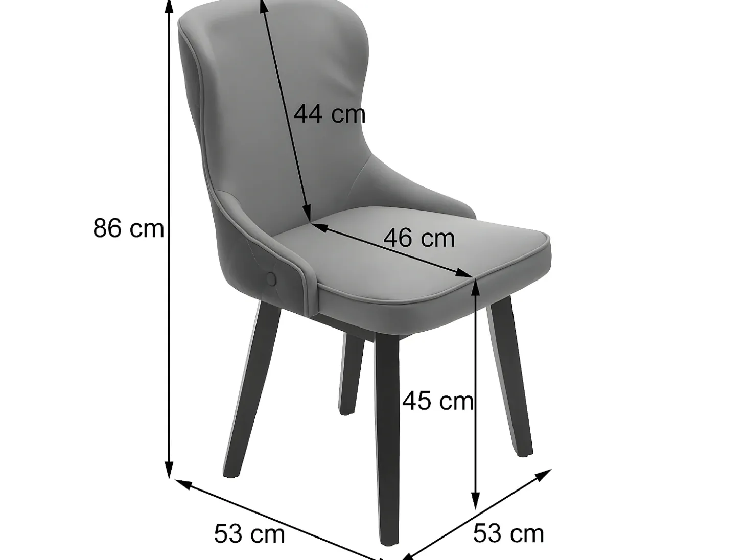 Silla de comedor MCW-M60 (set de 2), gris oscuro-gris claro