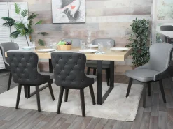 Silla de comedor MCW-M60 (set de 2), gris oscuro-gris claro
