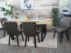 Silla de comedor MCW-M60 (set de 2), verde oscuro-gris