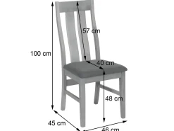 Silla de comedor MCW-M58 (set de 2), estructura color claro, topo