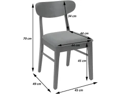Silla de comedor MCW-M59 (set de 2), estructura color claro, topo