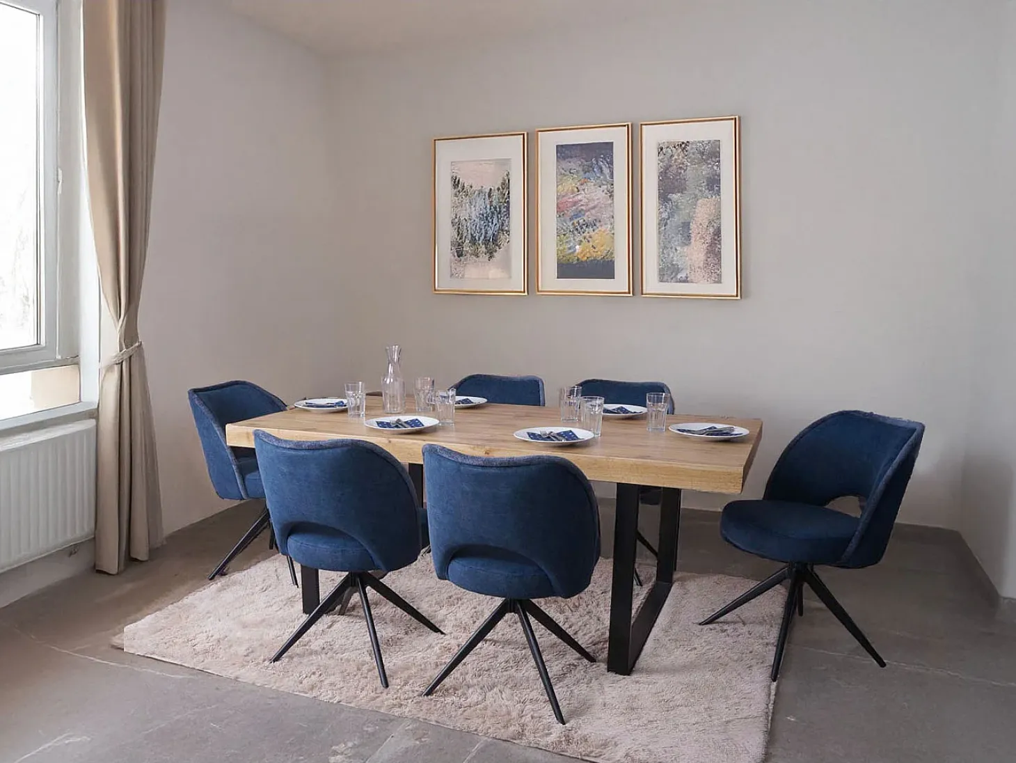 Silla de comedor MCW-N72 (juego de 6), azul