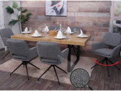Silla de comedor MCW-N74 (juego de 6), gris