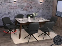 Silla de comedor MCW-N74 (juego de 6), gris oscuro