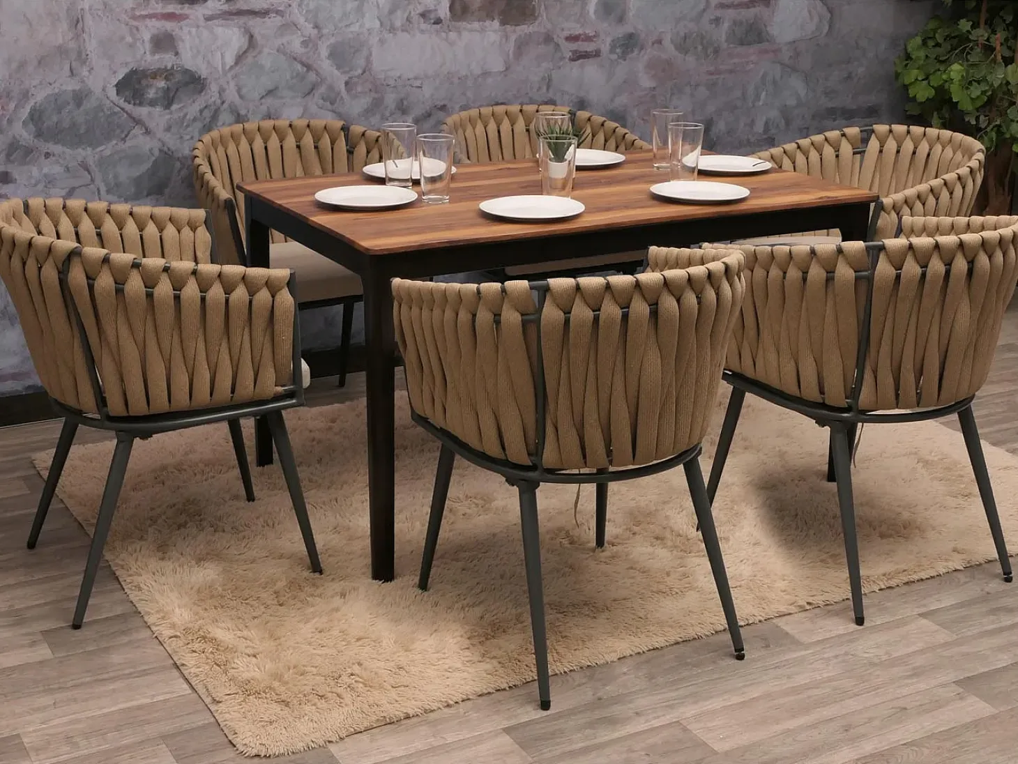 Silla de comedor MCW-N38 (juego de 6), cojín beige marrón claro