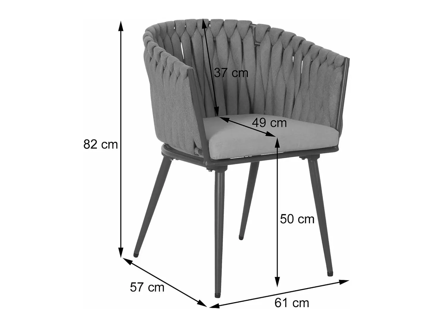 Silla de comedor MCW-N38 (juego de 6), marrón Cojín gris oscuro