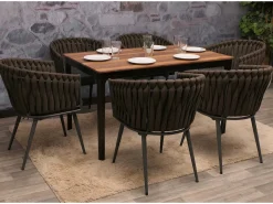 Silla de comedor MCW-N38 (juego de 6), marrón Cojín gris oscuro