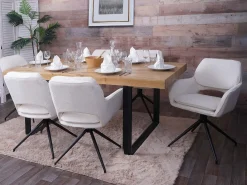 Silla de comedor MCW-N74 (juego de 6), crema
