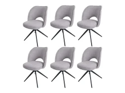 Silla de comedor MCW-N72 (juego de 6), gris claro