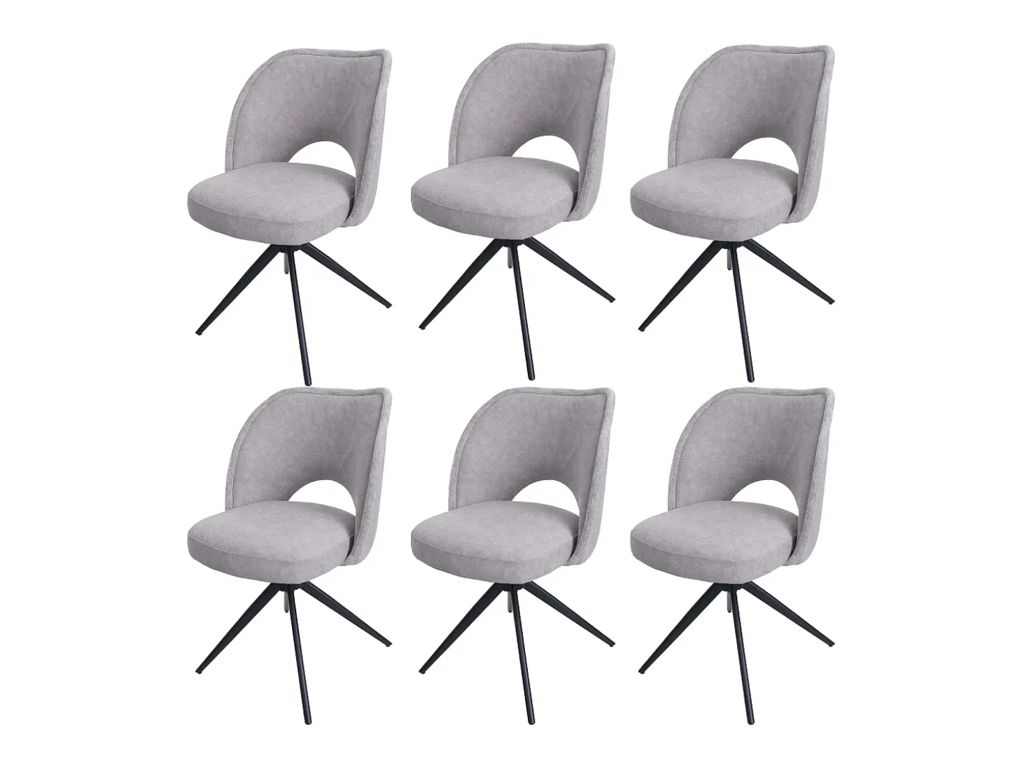Silla de comedor MCW-N72 (juego de 6), gris claro