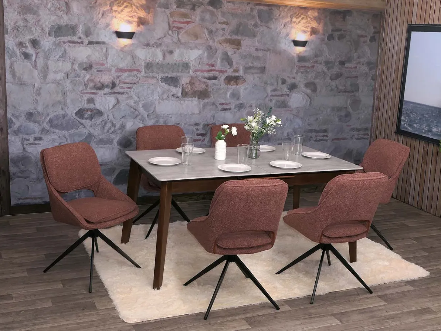 Silla de comedor MCW-N73 (juego de 2), marrón