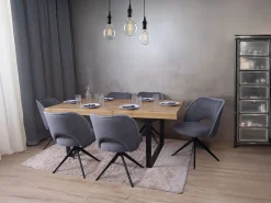 Silla de comedor MCW-N72 (juego de 6), gris oscuro