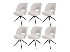 Silla de comedor MCW-N72 (juego de 6), crema
