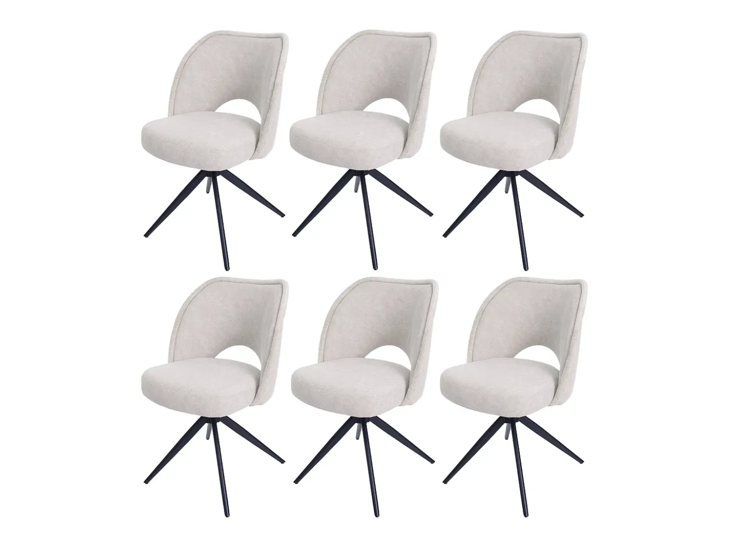 Silla de comedor MCW-N72 (juego de 6), crema