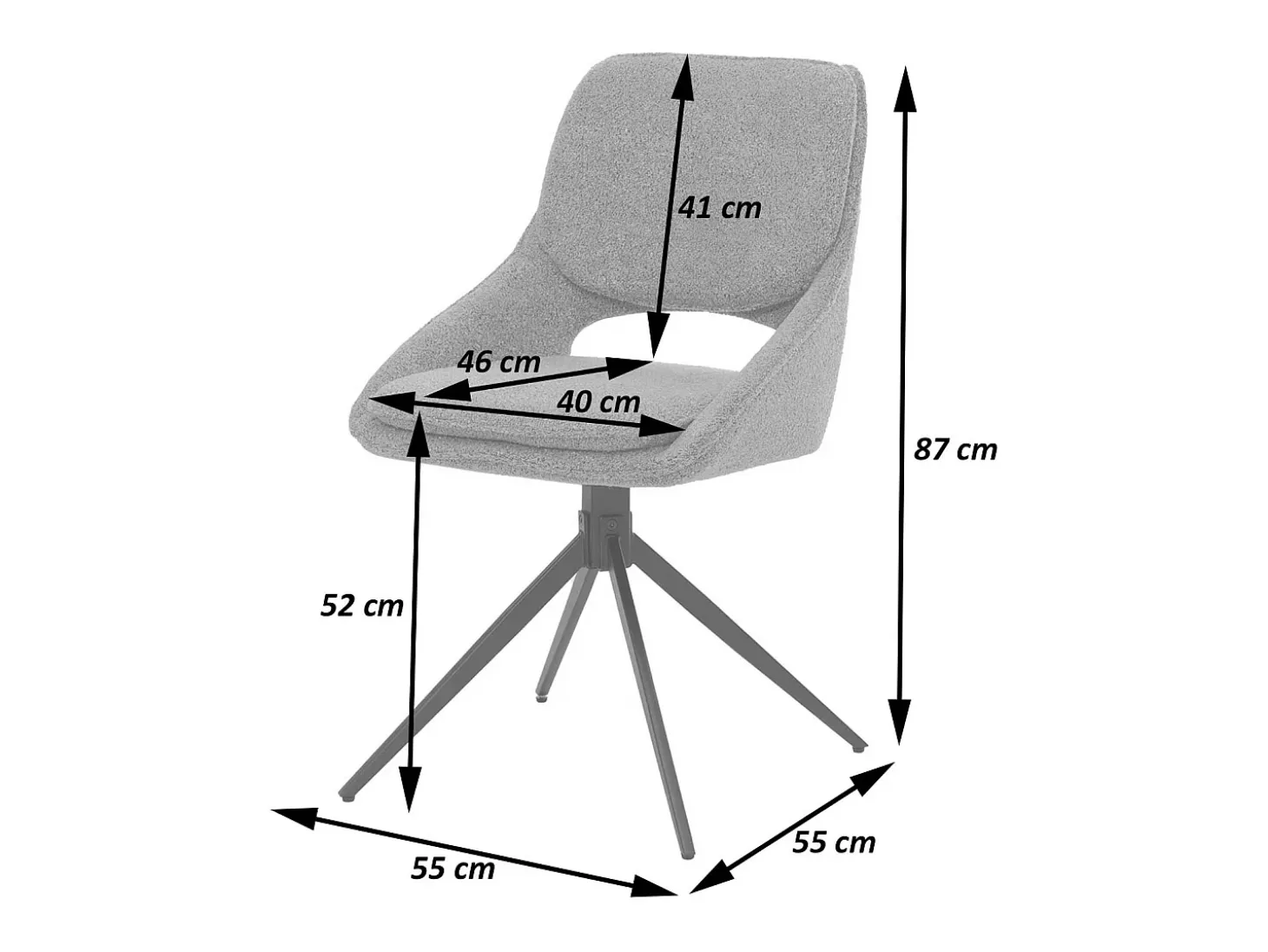 Silla de comedor MCW-N73 (set de 2), gris oscuro