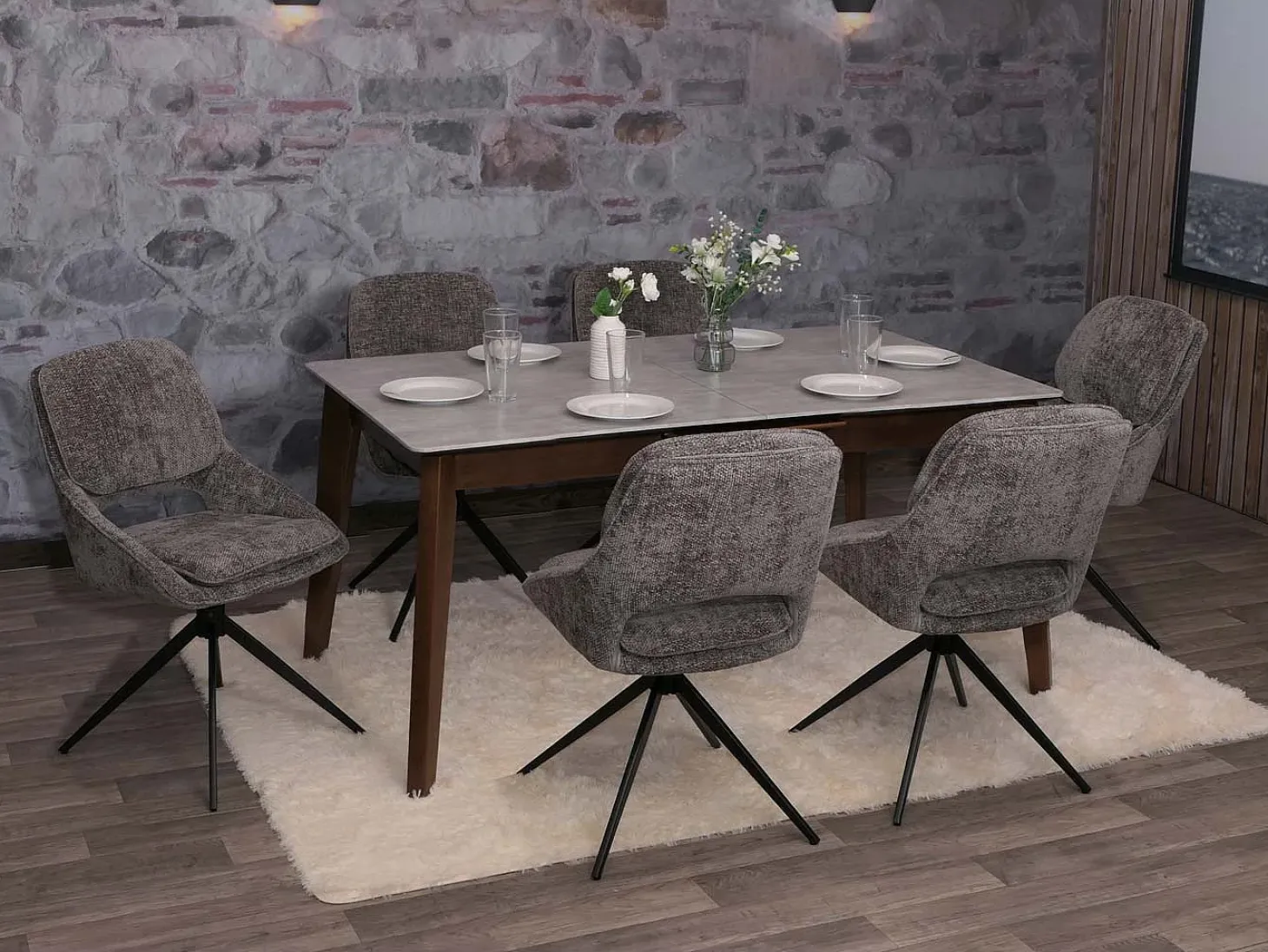 Silla de comedor MCW-N73 (set de 2), gris oscuro