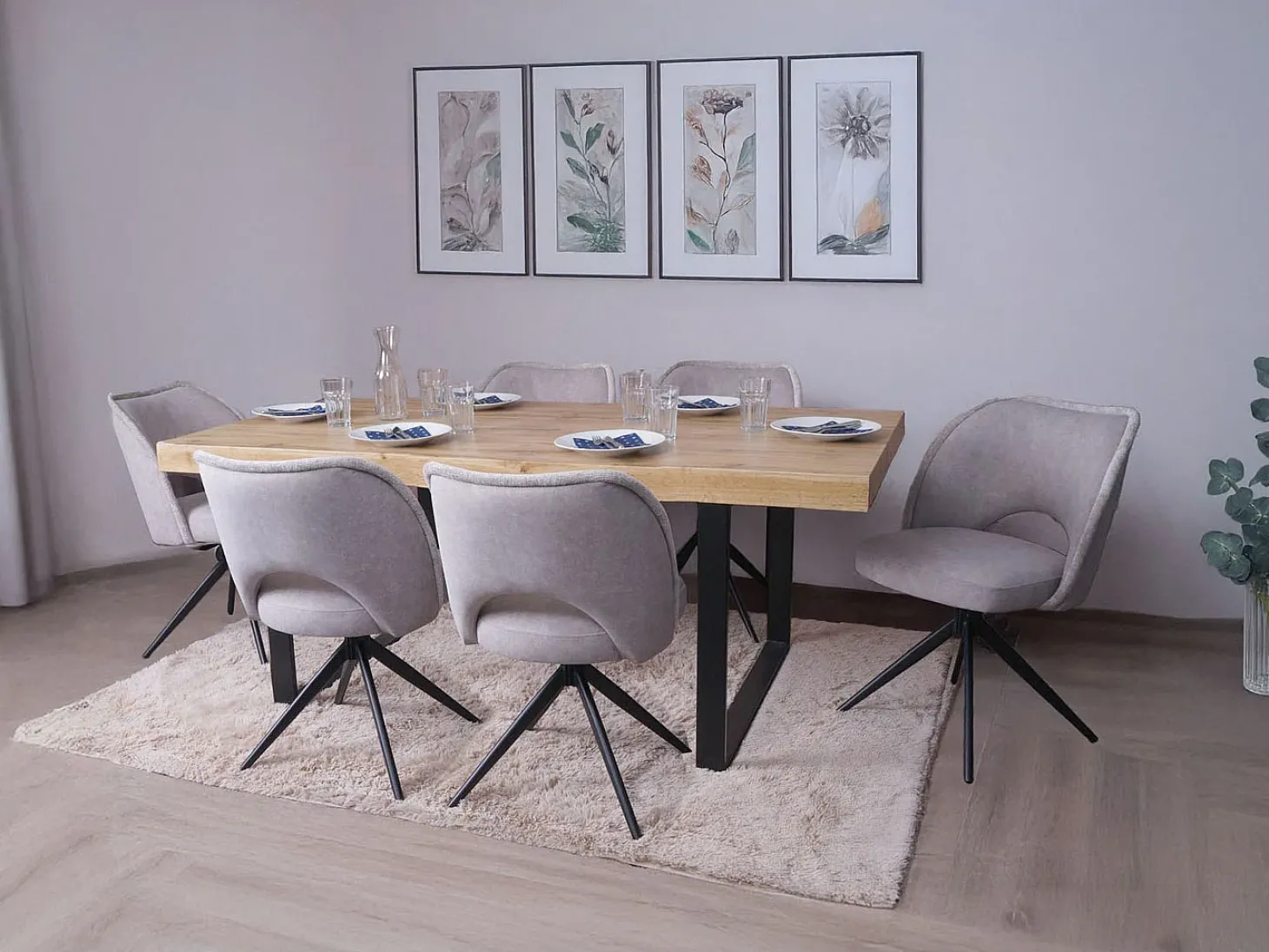 Silla de comedor MCW-N72 (set de 2), gris claro