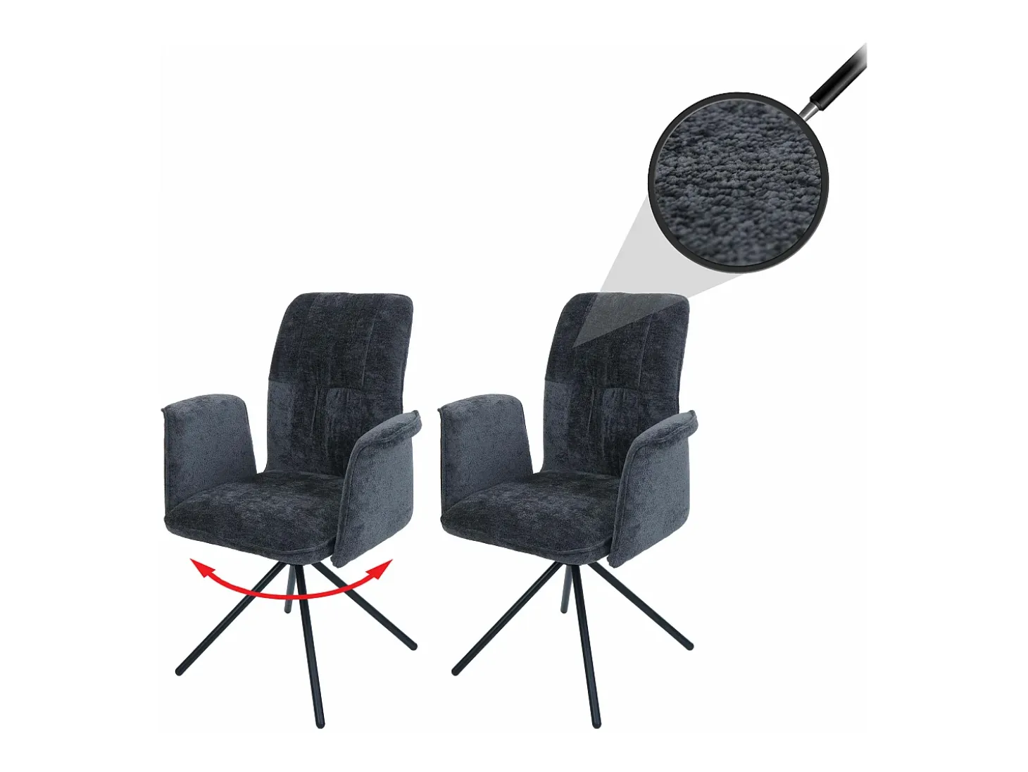 Silla de comedor MCW-N99 (set de 2), gris oscuro