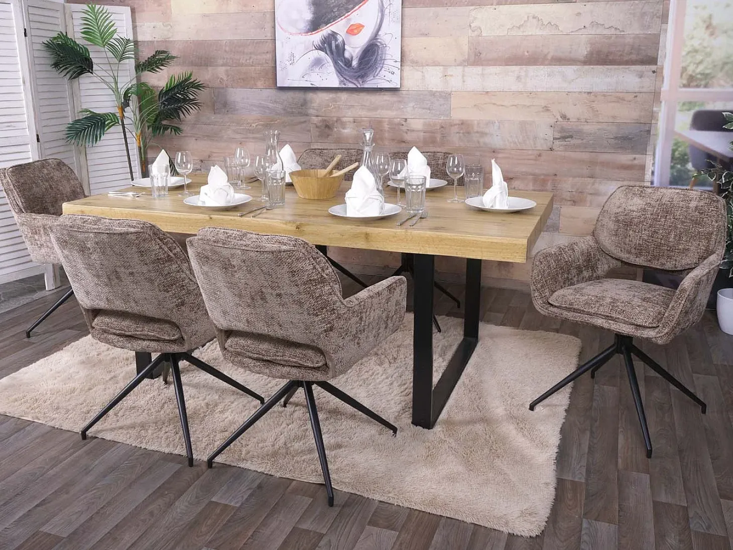 Silla de comedor MCW-N74 (set de 2), marrón