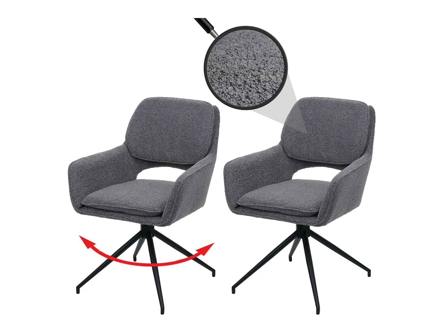 Silla de comedor MCW-N74 (set de 2), gris